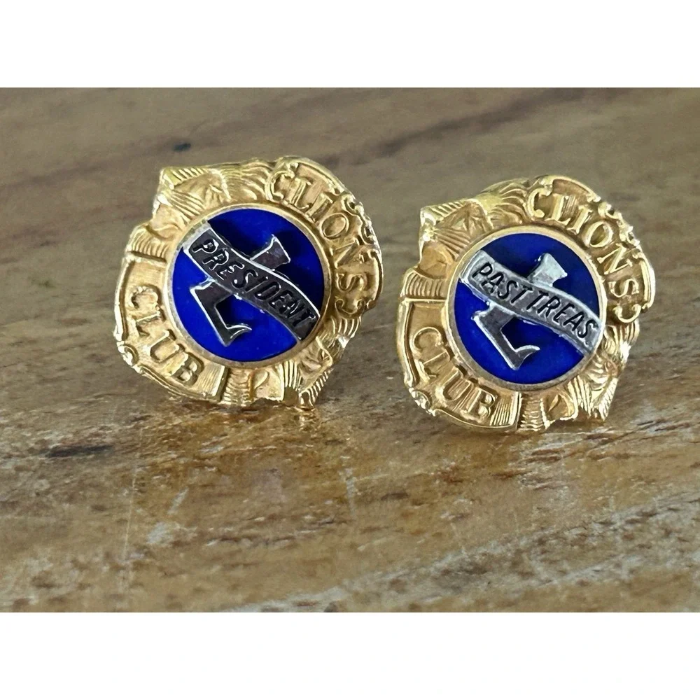 Vintage Lions Club Pin President Past President 1/10 10K GF Sterling Pin SIGNED
